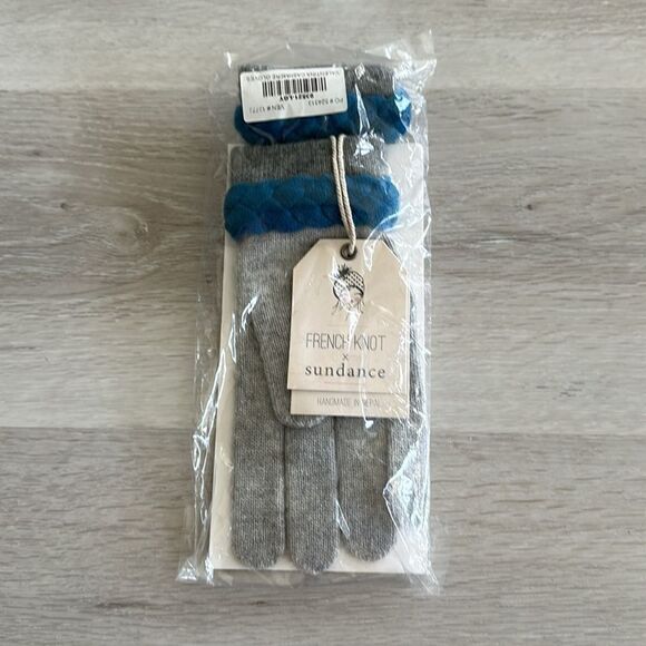 French Knot X Sundance Valentina Cashmere Gloves Grey LG NWT IN PACKAGE - Picture 2 of 4